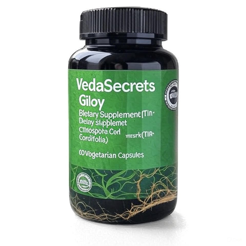 VedaSecrets Giloy Dietary Supplement - Tinospora Cordifolia, Organic Giloy Powder, 60 Vegetarian Capsules