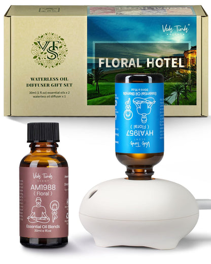 VEDA TINDA SCENT Hotel Diffuser Oil with Waterless Diffuser – Floral Gift Set (2x30ml)
