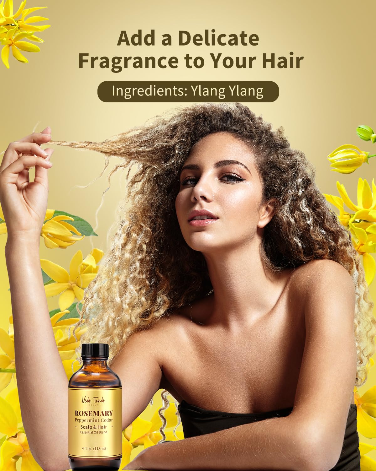 VEDA TINDA SCENT Rosemary Oil for Hair Growth — Scalp Nourishment & Strengthening, 4 oz