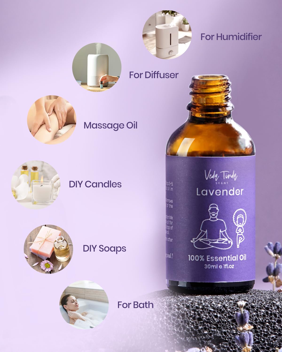 VTS Essential Oils Set – Lavender, Sweet Orange & Tea Tree | Premium Grade with Droppers