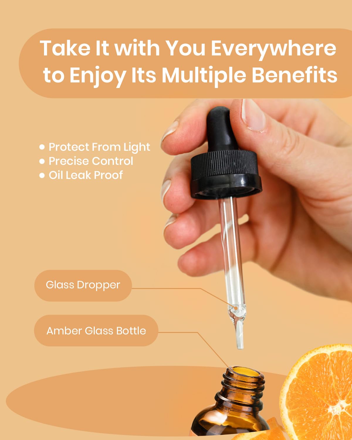 VEDA TINDA SCENT Sweet Orange Essential Oils Set – 3x 1 oz Bottles with Glass Droppers for Aromatherapy & DIY Skincare