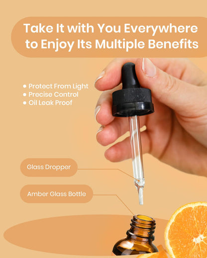VEDA TINDA SCENT Sweet Orange Essential Oils Set – 3x 1 oz Bottles with Glass Droppers for Aromatherapy & DIY Skincare