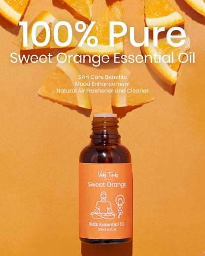 VEDA TINDA SCENT Sweet Orange Essential Oils Set – 3x 1 oz Bottles with Glass Droppers for Aromatherapy & DIY Skincare