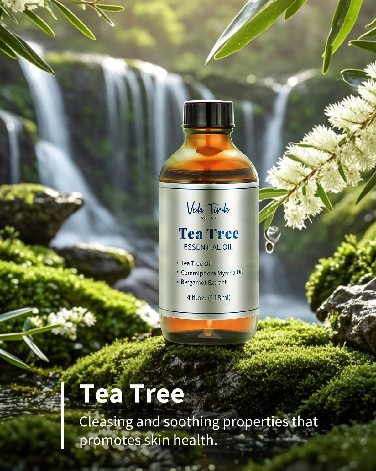 VTS Tea Tree Oil for Skin, Hair, Nails & Toenails — 4 Oz | VEDA TINDA SCENT