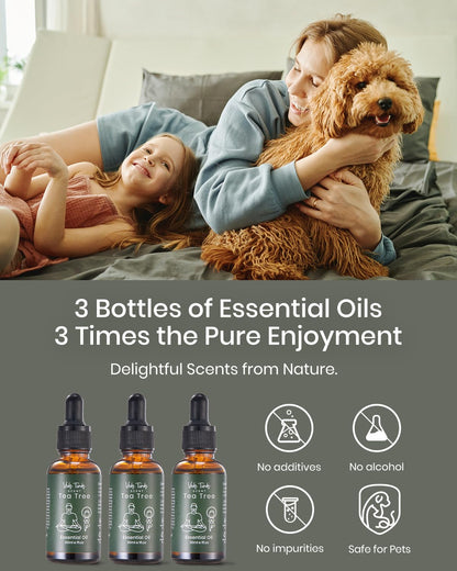 VEDA TINDA SCENT Tea Tree Oil with Dropper – 3x1oz for Diffuser & Skin/Hair Care