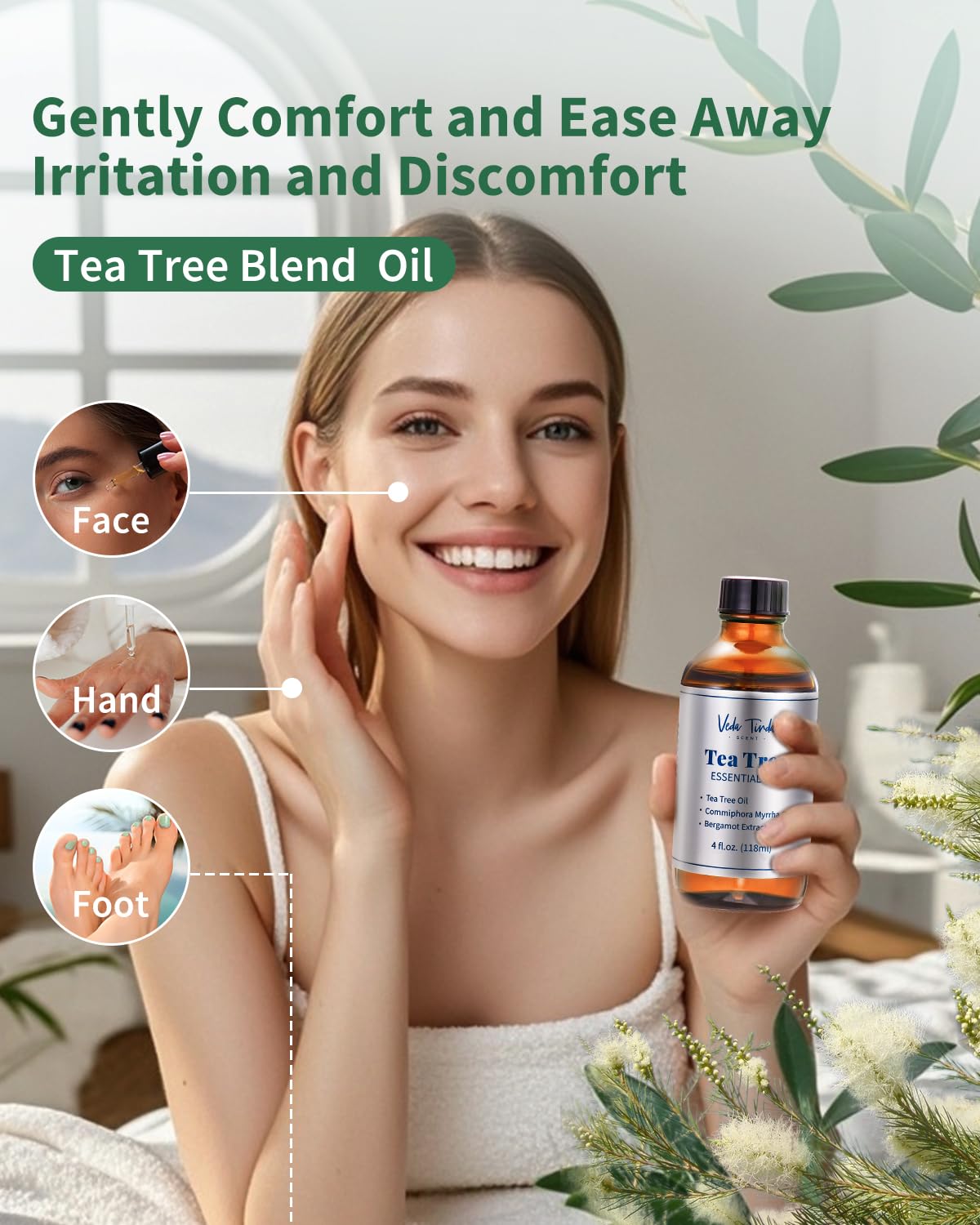 VTS Tea Tree Oil for Skin, Hair, Nails & Toenails — 4 Oz | VEDA TINDA SCENT