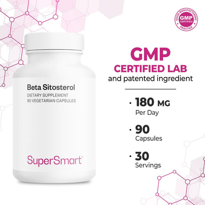 SuperSmart Beta-Sitosterol 180 mg/day (Patented) | Plant Sterols for Men | Non-GMO & Gluten Free
