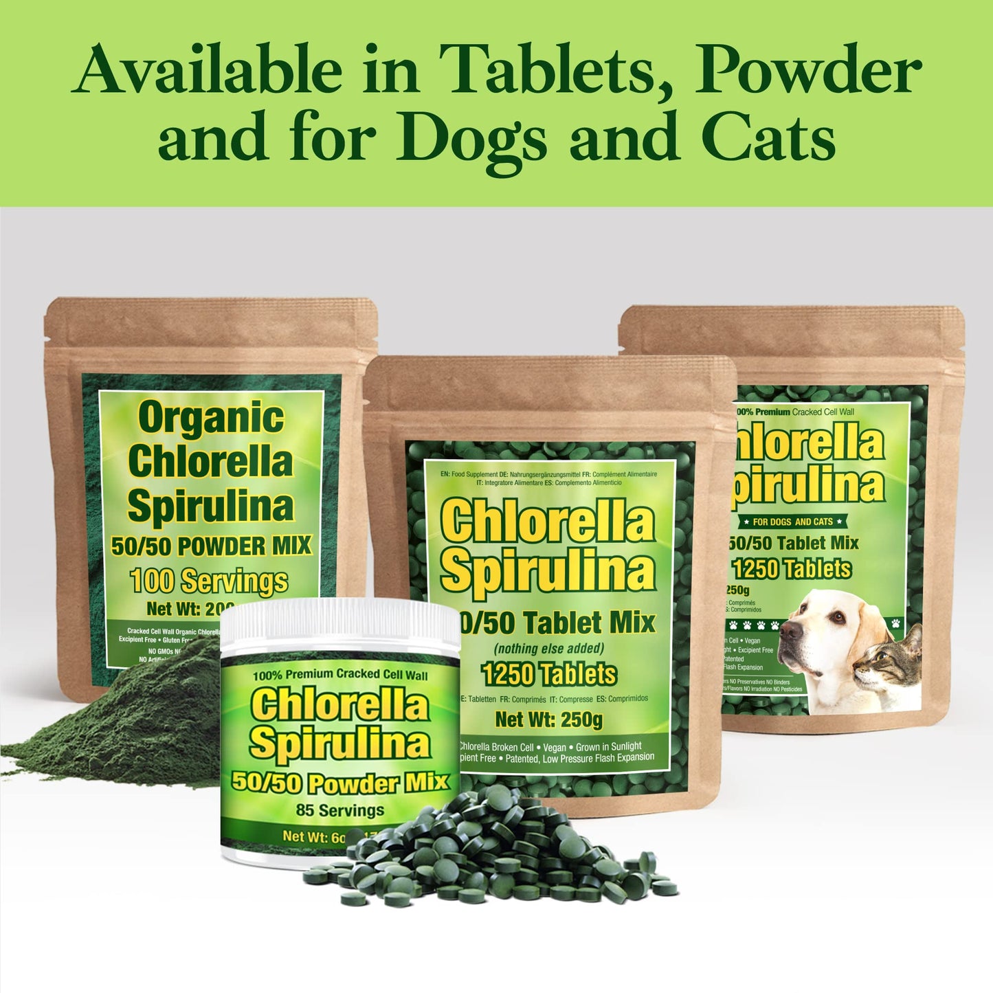 Good Natured Premium Chlorella Spirulina Powder – 85 Servings, Non-GMO, Sunlight Grown