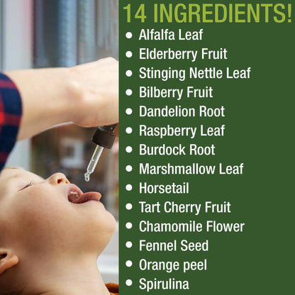 Kids Herbal Multivitamin Drops – Sugar Free, No Bitter Taste, 14-in-1 Vegan