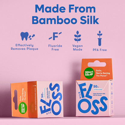 Vegan Bamboo Silk Floss - Plastic Free Zero Waste Dental Floss | 55yds Mint