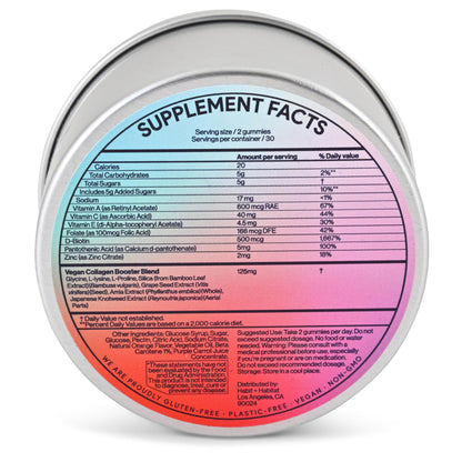 Vegan Beauty Gummies — Collagen Booster with Biotin (60 Gummies, Plastic-Free Tin)
