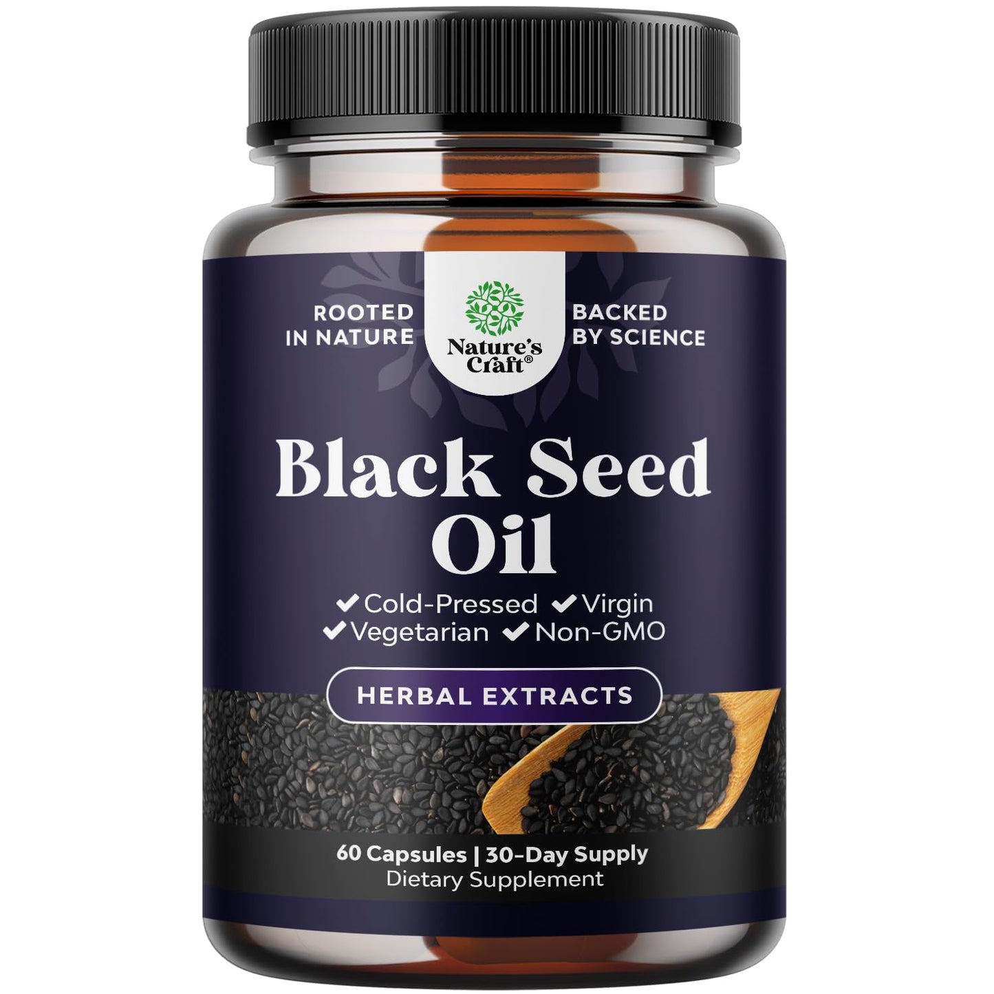 Vegan Black Seed Oil Capsules - Cold-Pressed Nigella Sativa | Hair Growth & Immune Support