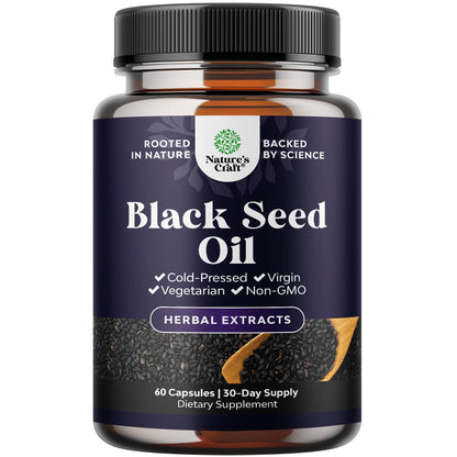 Vegan Black Seed Oil Capsules - Cold-Pressed Nigella Sativa | Hair Growth & Immune Support