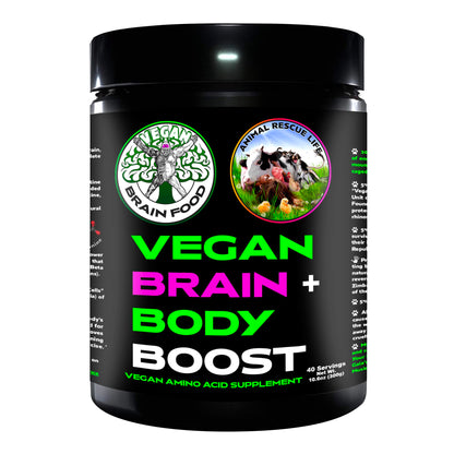 Vegan Brain & Body Boost: The Cherry On Top of a Plant-Based Lifestyle | Working Intelligence | Anti-Aging | Physical Fitness | Vegan Amino Acids - Creatine, Taurine & Beta Alanine | 40 Servings/300g