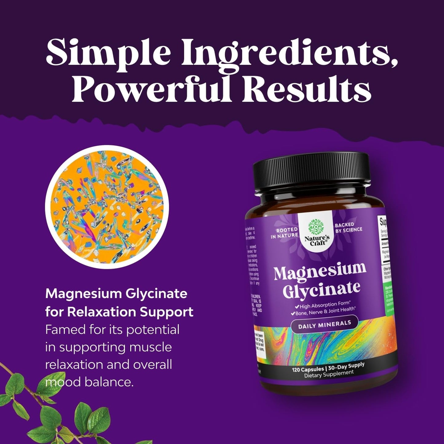 Pure Magnesium Glycinate 500mg for Sleep - Vegan High Absorption | 120 Count