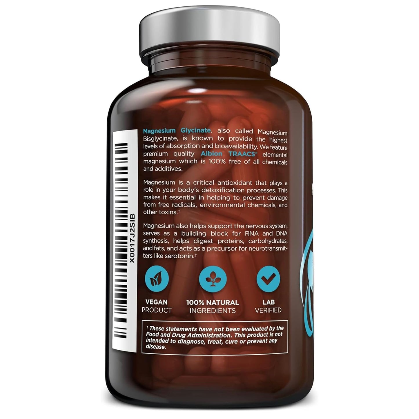 OmniBiotics Magnesium Glycinate Supplement – Albion TRAACS Bisglycinate | Sleep, Muscle, Nerve & Heart Health – 120 Vegan Capsules