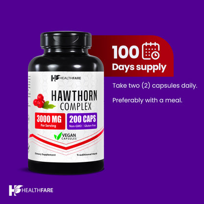 HealthFare Hawthorn Berry 3000mg – Heart & Circulatory Support | Vegan, Made in USA
