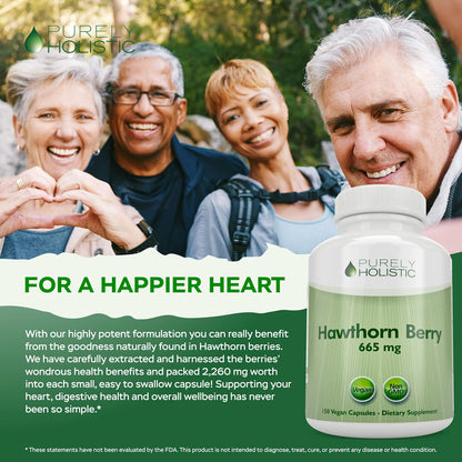 Purely Holistic Hawthorn Berry - 150 Vegan Capsules | 5 Month Supply | High Strength 4:1 Extract | Non-GMO