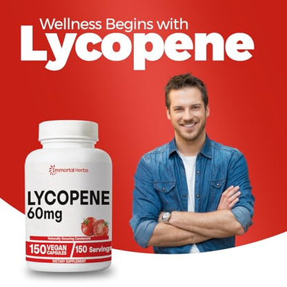 Immortal Herbs Lycopene 60mg for Men – 150 Capsules (Vegan, Non-GMO, Gluten Free)