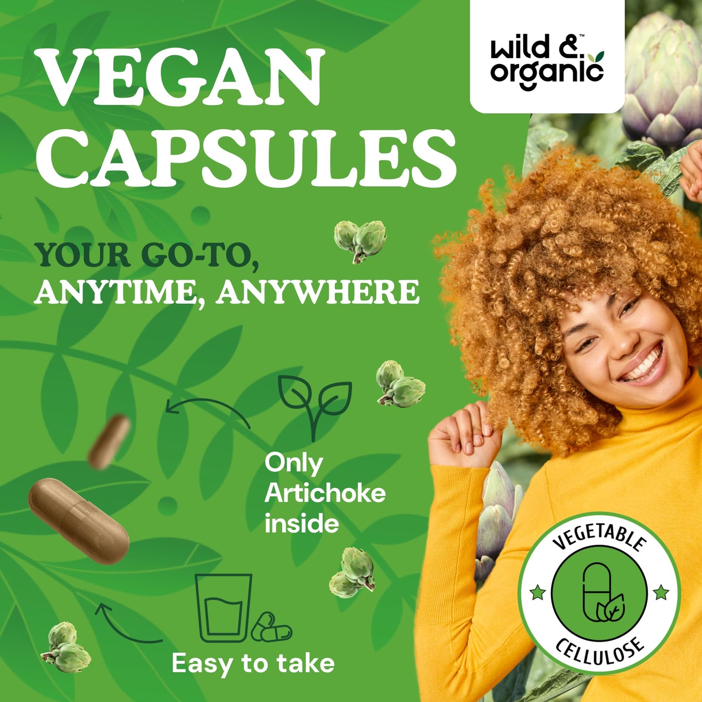Wild & Organic Artichoke Extract 500 mg Capsules | Liver & Digestive Support | Vegan