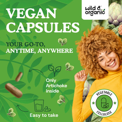 Wild & Organic Artichoke Extract 500 mg Capsules | Liver & Digestive Support | Vegan