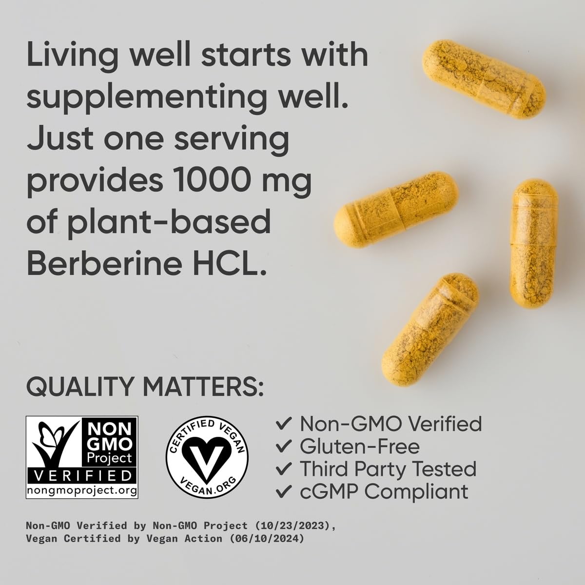 Sports Research Berberine 500 mg - Vegan, Gluten-Free, Non-GMO | 60 Capsules