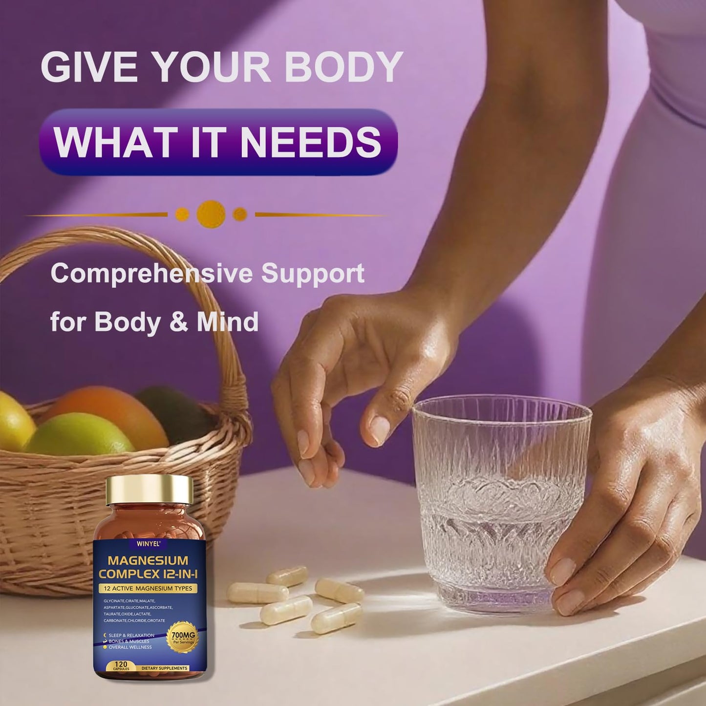 Magnesium Complex 700mg 12-in-1 | Sleep, Calm & Heart Health | Vegan 120 Caps