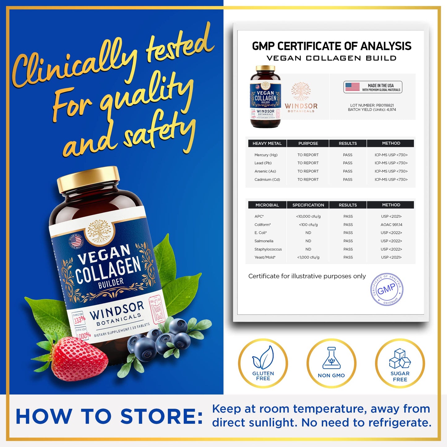 Vegan Collagen Supplements for Women & Men – One Daily Tablet with Vitamin C & Biotin