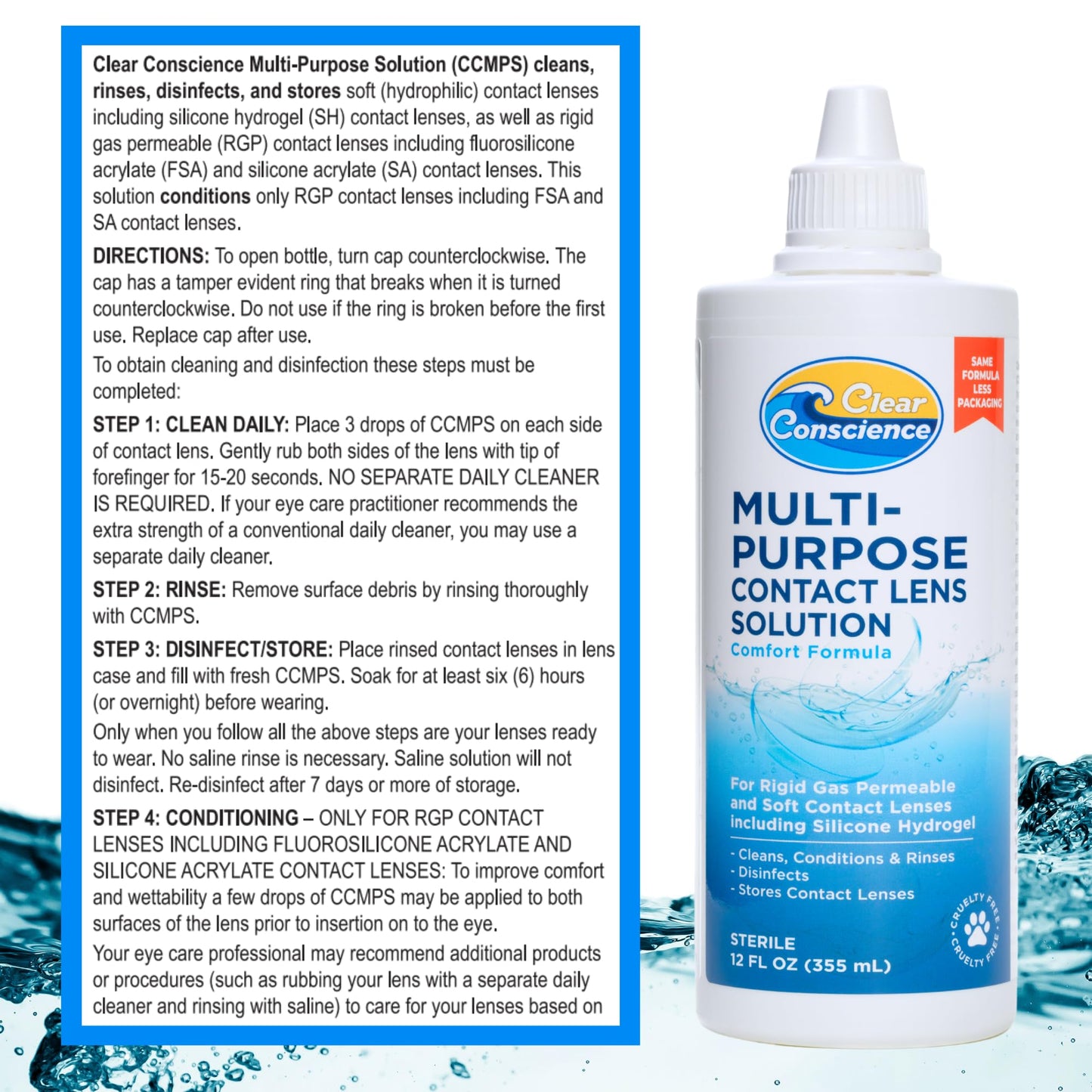 Cruelty-Free Contact Lens Solution 12oz – Clear Conscience (3 Pack)