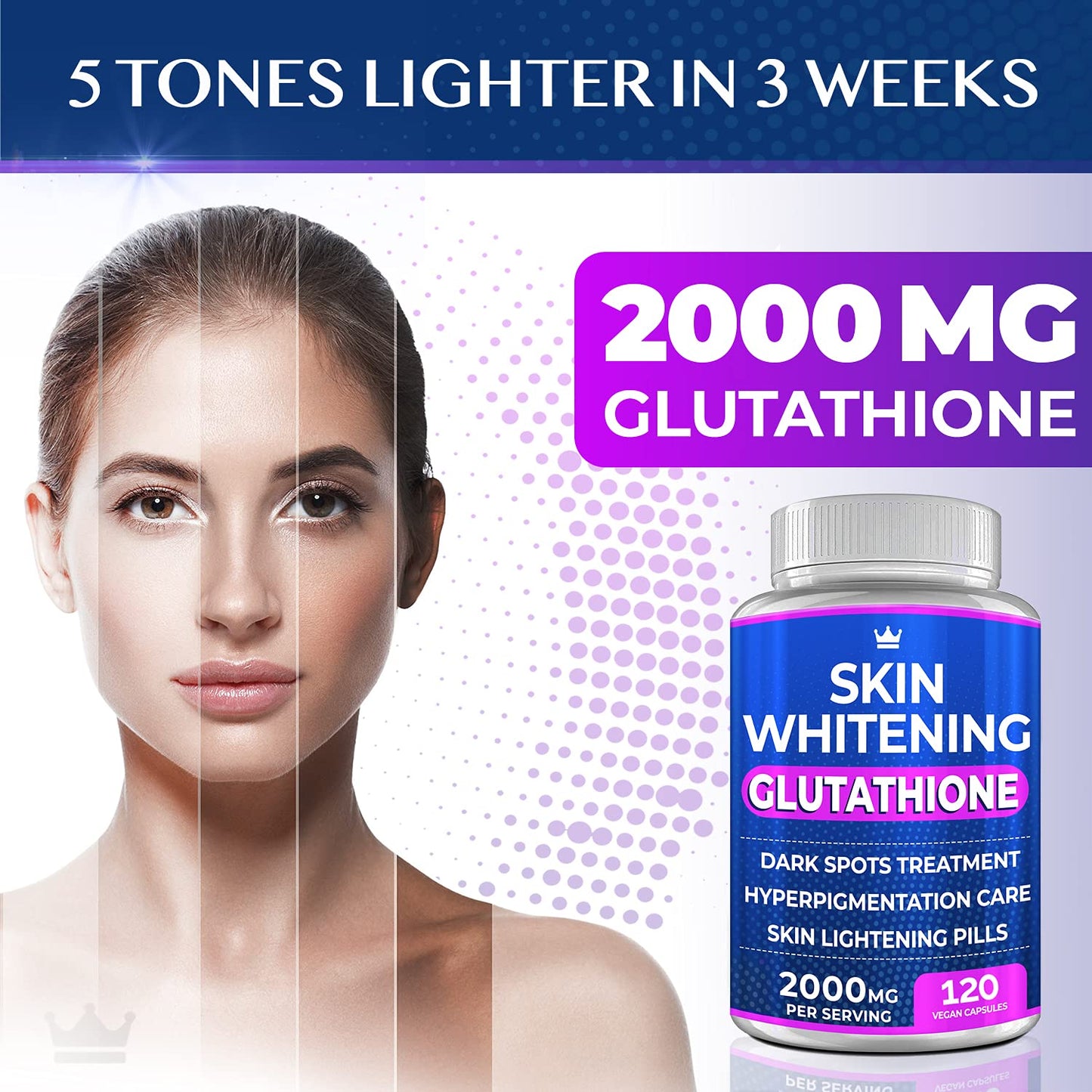 Glutathione Whitening Pills – 120 Capsules (2000mg) | Skin Lightening & Anti-Aging