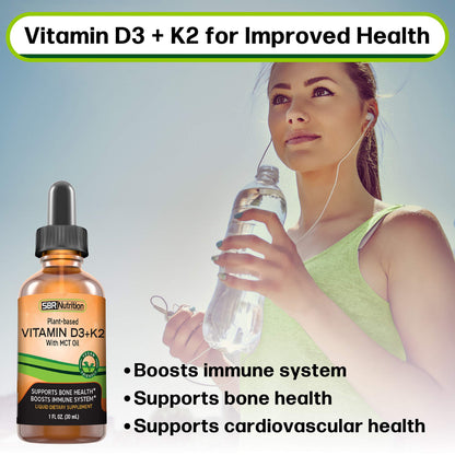 Vegan Vitamin D3 + K2 (MK-7) Liquid Drops with MCT – Peppermint Flavor