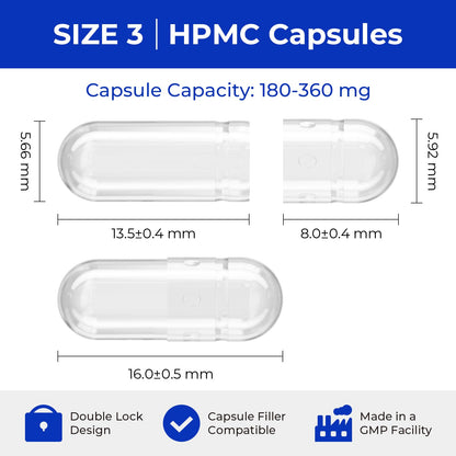 ATLEMISME Empty Vegan Capsules Size 3 – 1000 Count | DIY Capsule Filling