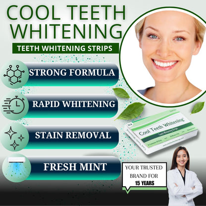 Cool Teeth Whitening Strips 6% Hydrogen Peroxide – On-The-Go & Vegan
