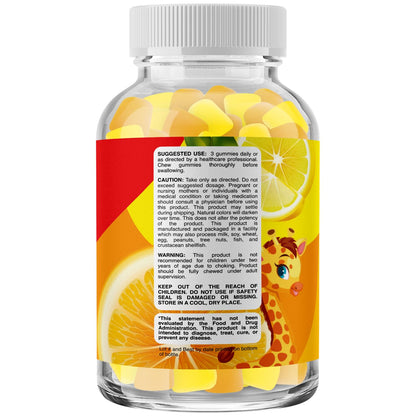 Kids Omega DHA Gummies - Fatty Acids Omega 3 6 9 with Vitamin C for Brain, Immunity & Vision - Nutritional DHA for Kids for Healthy Nervous System & Focus Support - Fish Free & Vegan - 60 Chews