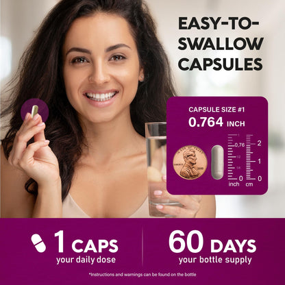 Iron 65mg Slow-Release Supplement for Women | High Absorption | 60 Capsules