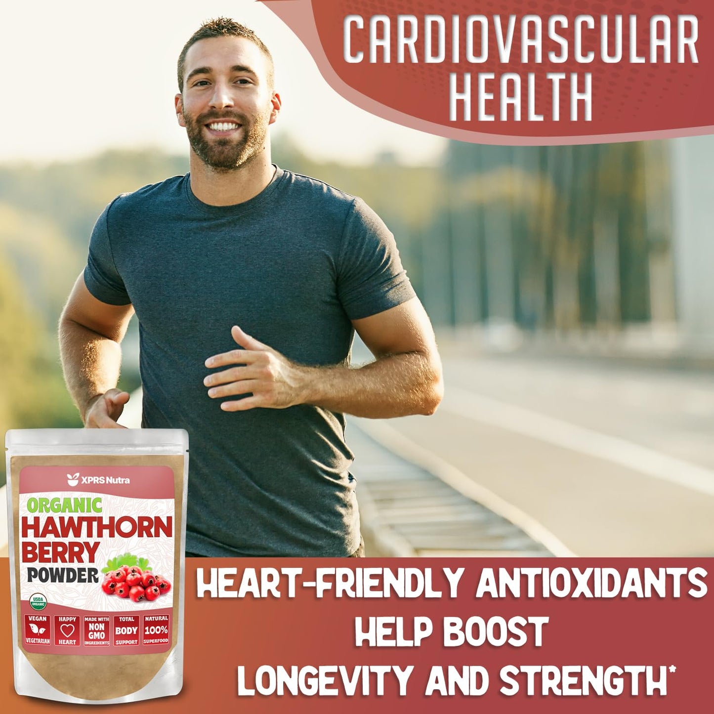 XPRS Nutra Organic Hawthorn Berry Powder - USDA Organic, Heart Health, Vegan, 4 oz