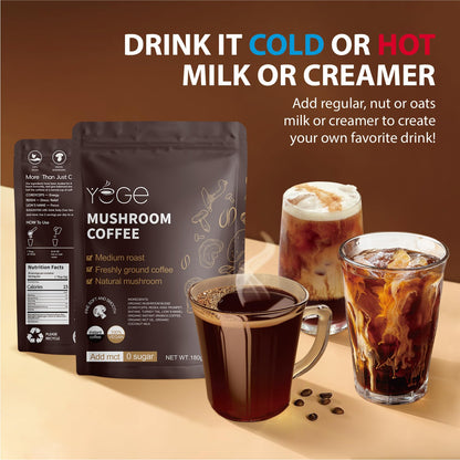Instant Mushroom Coffee with Cordyceps, Reishi & Lion's Mane – Energy, Focus & Immunity (30 Servings)