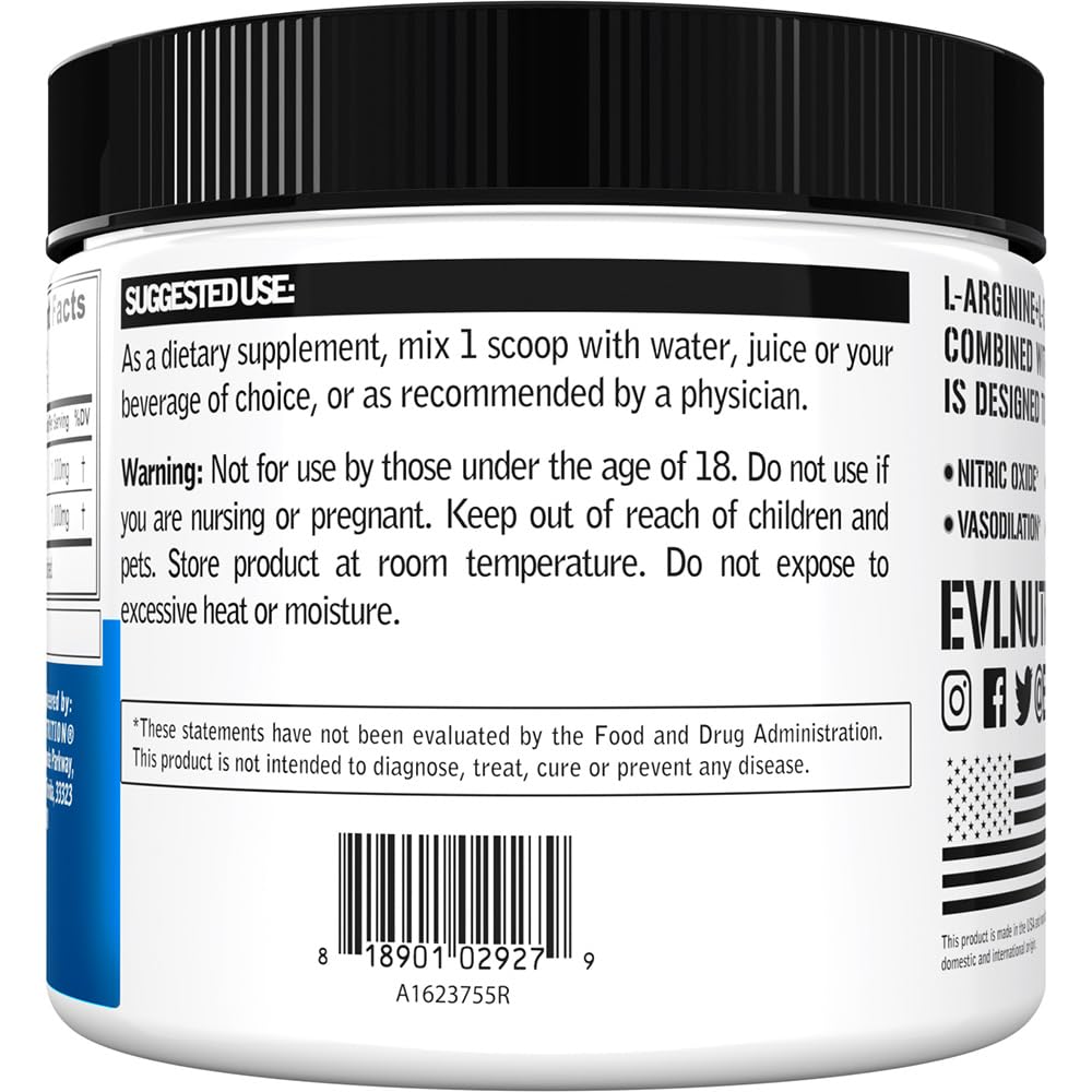 Evlution Nutrition L-Arginine + L-Citrulline – Endurance & NO Support (2000mg) – Vegan, Gluten Free | 75 Servings
