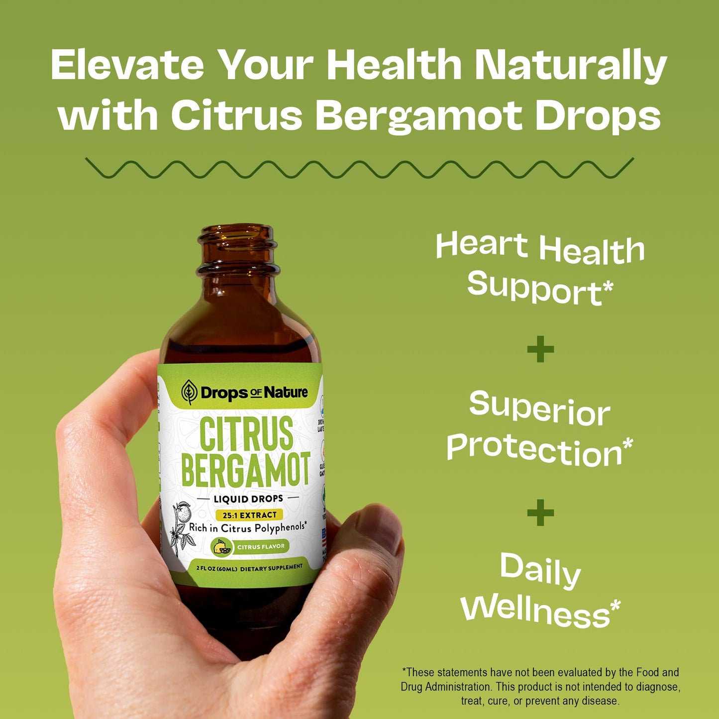 Citrus Bergamot Extract 25:1 Liquid Drops – Vegan & Gluten-Free | Heart Wellness & Metabolic Support