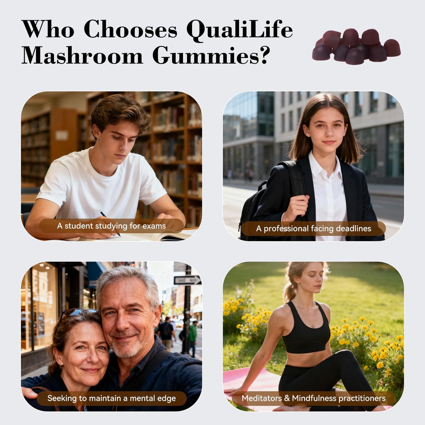 Mushroom Gummies with Lion's Mane – Focus & Memory Nootropics, Vegan, 60 Count