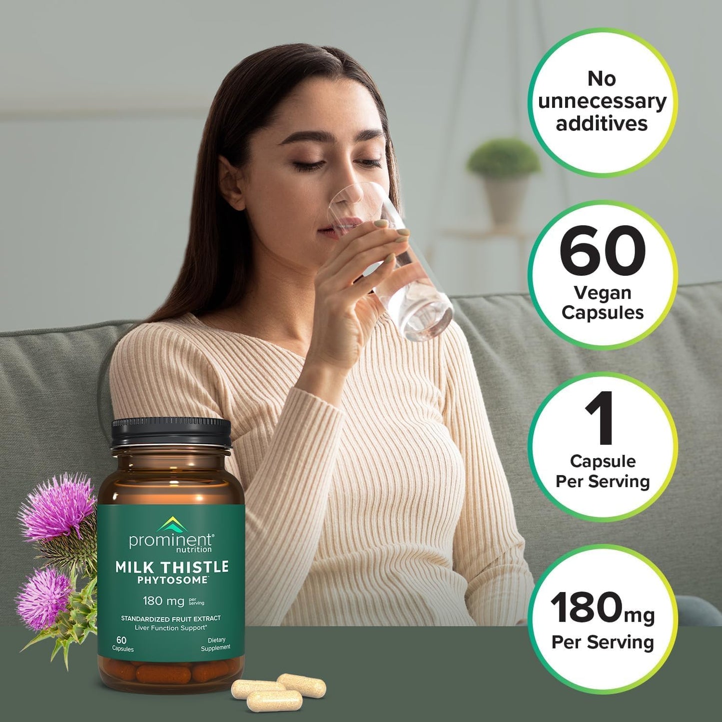 Prominent Nutrition Milk Thistle Phytosome 180 mg – 2 Pack | Liver Support & Detox | 29% Sylibin