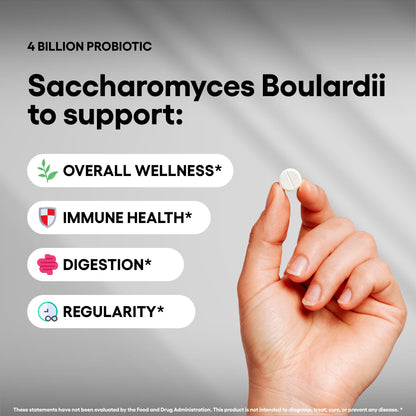 Saccharomyces Boulardii Probiotic Supplement – 4 Billion CFU, 240 Tablets – Digestive & Gut Health, Vegan, Gluten Free, Non-GMO