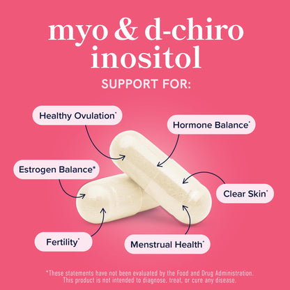 Myo-Inositol & D-Chiro Inositol for Hormone Balance for Women | Fertility & Ovarian Health | 40:1 Ratio | 2000mg / 50mg | 120 Ct