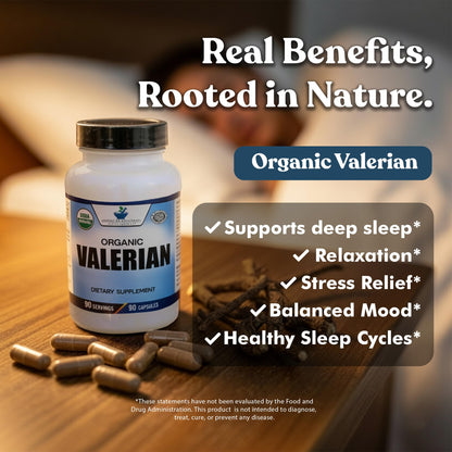 American Standard Organic Valerian – 90 Capsules, Pack of 2 | Vegan, Gluten Free, Non-GMO