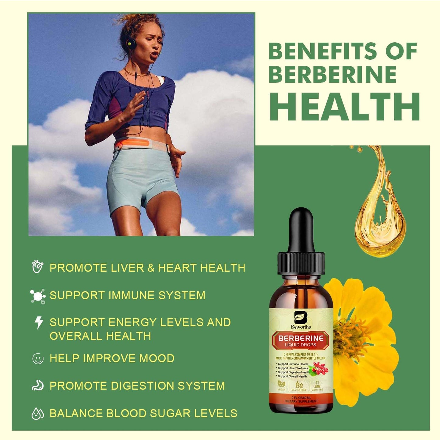 Berberine Liquid Drops with Ceylon Cinnamon – Digestive & Immune Support