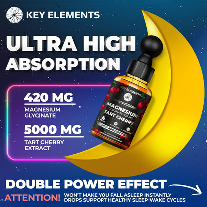 Liquid Magnesium Glycinate 420 Mg with Natural Tart Cherry Extract | Magnesium Glycinate Drops Supplement for Sleep, Mood & Mobility Support | Tart Cherry Extract