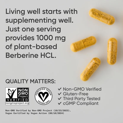 Sports Research Berberine 500mg – 120 Veggie Capsules | Vegan, Gluten-Free, Non-GMO