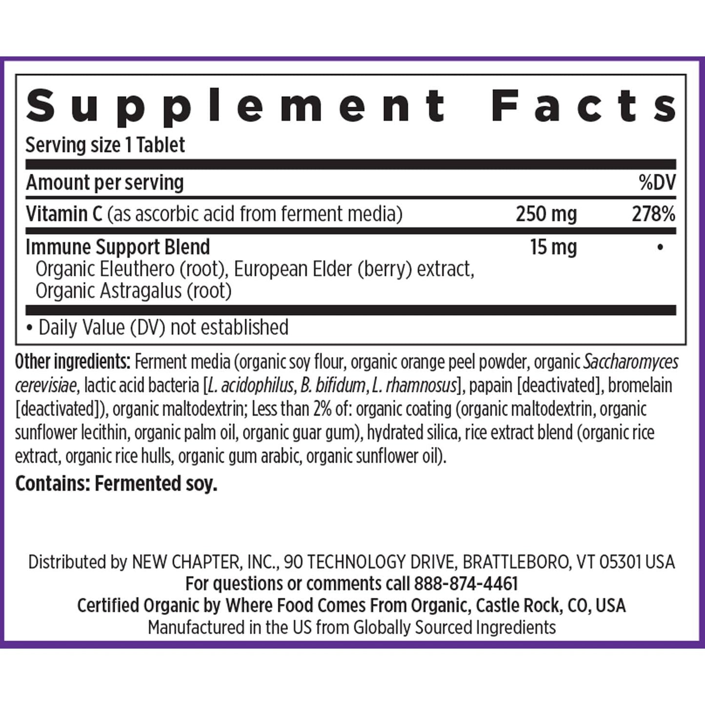 New Chapter Fermented Vitamin C + Elderberry – ONE Daily Immune Support, Collagen Protection, 60 Count