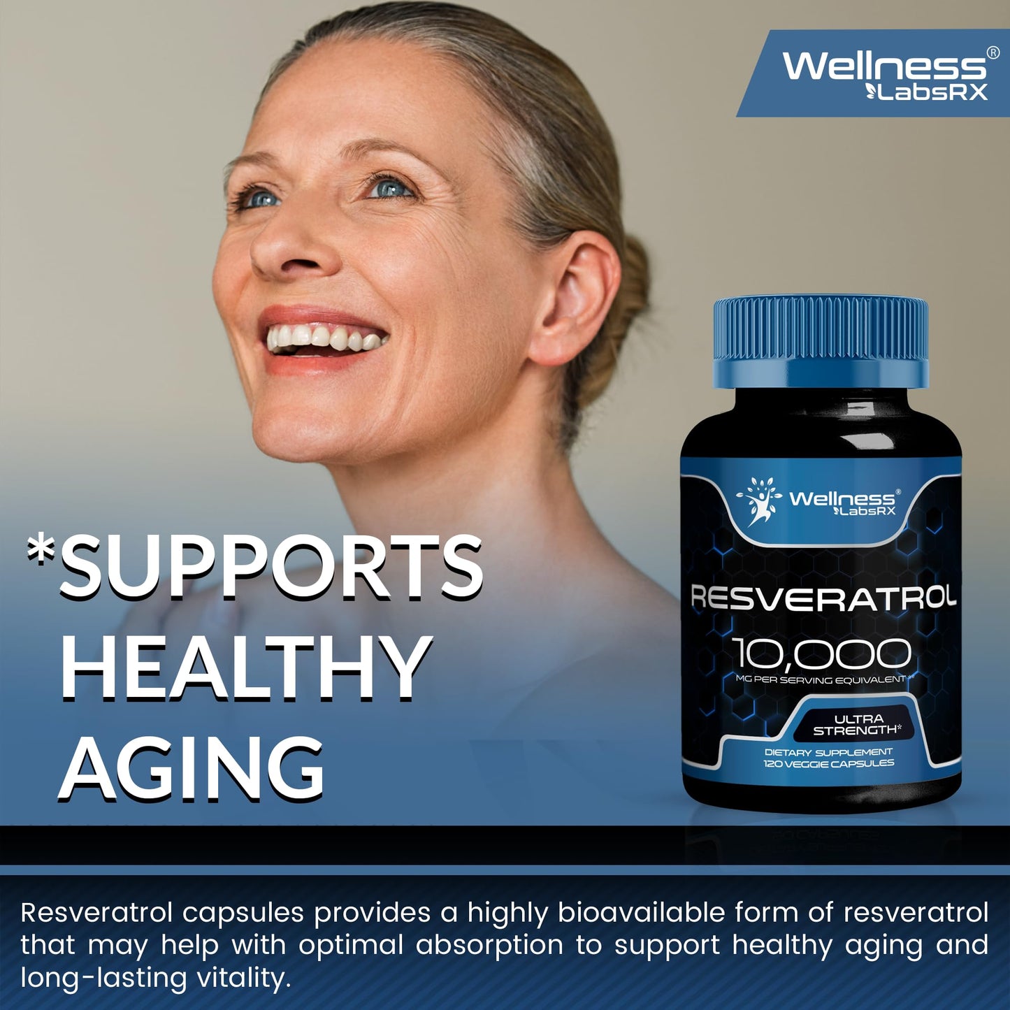 WELLNESS LABSRX Resveratrol 120 Capsules – Trans-Resveratrol for Heart & Brain Health (Vegan, Keto)