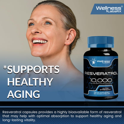 WELLNESS LABSRX Resveratrol 120 Capsules – Trans-Resveratrol for Heart & Brain Health (Vegan, Keto)